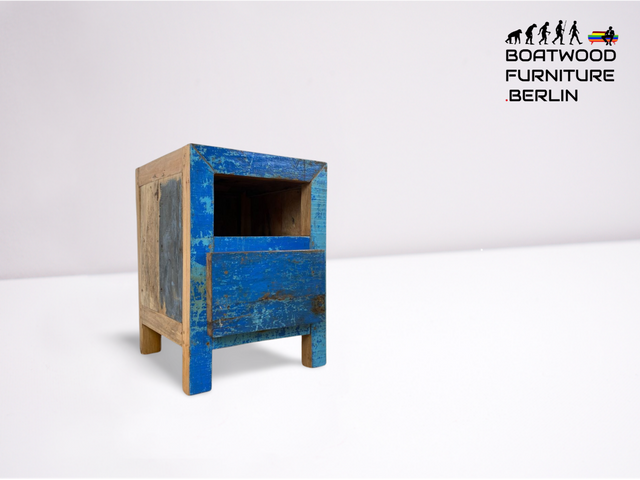 Boatwood by WMK # Special bedside table made of old boat wood, a handmade unique piece made of solid teak # Bedside table Bedside chest of drawers Side table Bedside table Teak