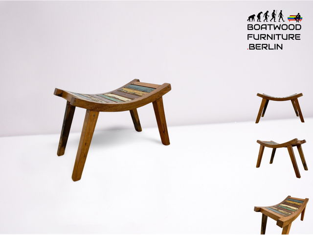 WMK Beautifully designed and very robust stool made of old boat wood, a handmade unique piece made of solid teak # Stool Footstool Stool Taburet Seat Wooden Stool Chair Boat Furniture Driftwood Teak