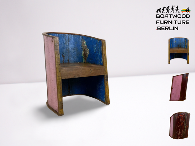 Boatwood by WMK # Einzigartiger & robuster Kapitänsstuhl aus altem Boot, ein handgefertigtes Unikat aus massivem Teakholz # Sessel Stuhl Lesesessel Clubsessel Holzsessel Gartenmöbel Balkonmöbel
