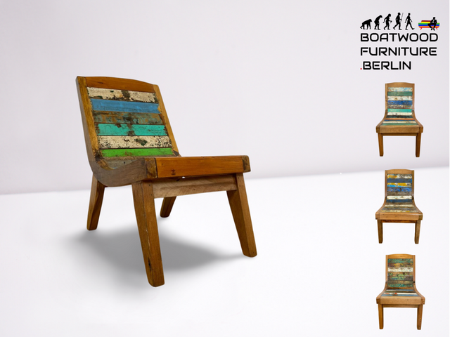 Boatwood by WMK # 1/3 Formschöner Sessel aus altem Bootsholz, ein handgefertigtes Unikat aus massivem Teakholz # Relaxsessel Holzsessel Gartenliege Liege Sonnenliege Gartenmöbel Balkonmöbel Bootsmöbel