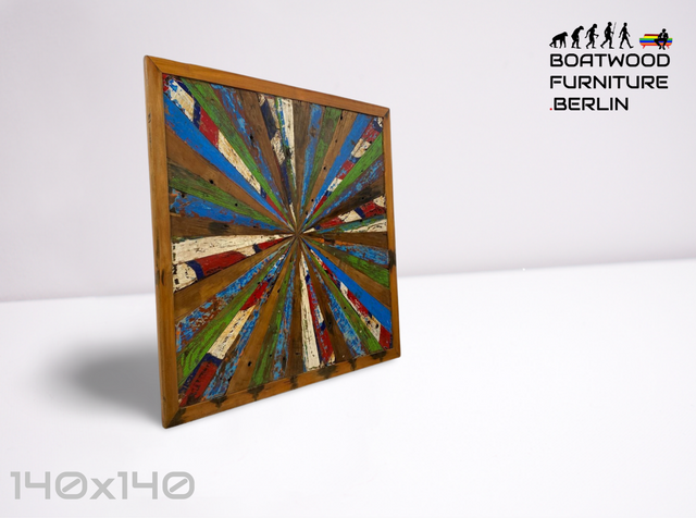 Boatwood by WMK # Unique wall picture made of old boat wood, a handmade unique piece made of solid teak in the original colors of the boats # colorful picture board wooden board modern abstract art art loft