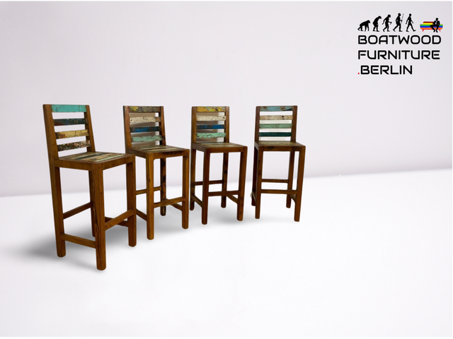 Boatwood by WMK # 1/2 Besonderer Barhocker aus altem Bootsholz, ein handgefertigtes Unikat aus massivem Teakholz # Barstuhl Hocker Sitzhocker Stuhl Küchenstuhl Holzstuhl Bar Hausbar Gastro Treibholz