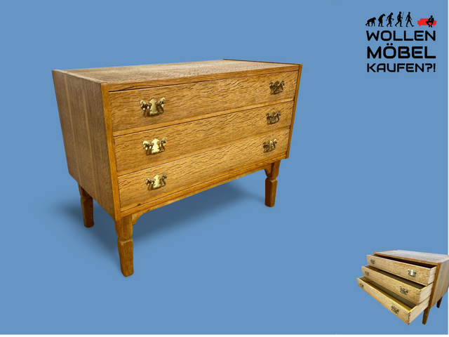 WMK # Freundliche und gut erhaltene helle skandinavische Kommode mit Schubladen & hübschen Messinggriffen # Schubladenkommode Wäschekommode Sideboard Schrank Mid-Century Vintage Berlin Leipzig Bremen
