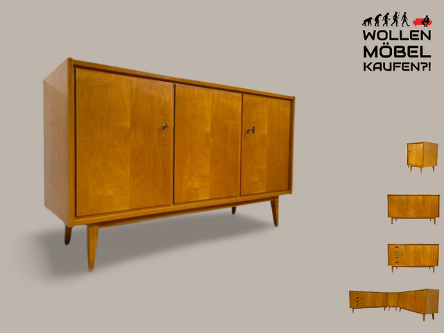 WMK I Versand 85€ I Stilvolles helles Mid-Century Sideboard aus 1965 von VEB Südthüringer Möbelwerken Themar I Kommode Schrank Anrichte TV Bank Lowboard Cabinet 60er Vintage DDR Berlin Bochum Leipzig