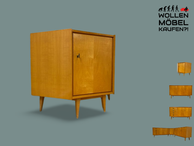 WMK I Versand 85€ I Stilvolle helle Mid-Century Eck Kommode aus 1965 von VEB Südthüringer Möbelwerken I Kommode Schrank Anrichte TV Bank Lowboard Cabinet 60er Vintage DDR Berlin Regensburg Heidelberg