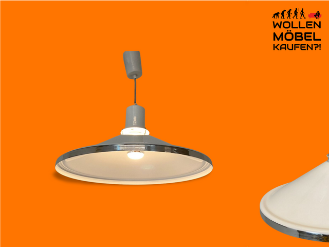 WMK Gut erhaltene skandinavische Designer Pendelleuchte Gustaf von alta design aus Aluminium und Chrom # Lampe Hängelampe Deckenlampe Wohnzimmerlampe Leuchte Licht Hängeleuchte Vintage Space Age 70er