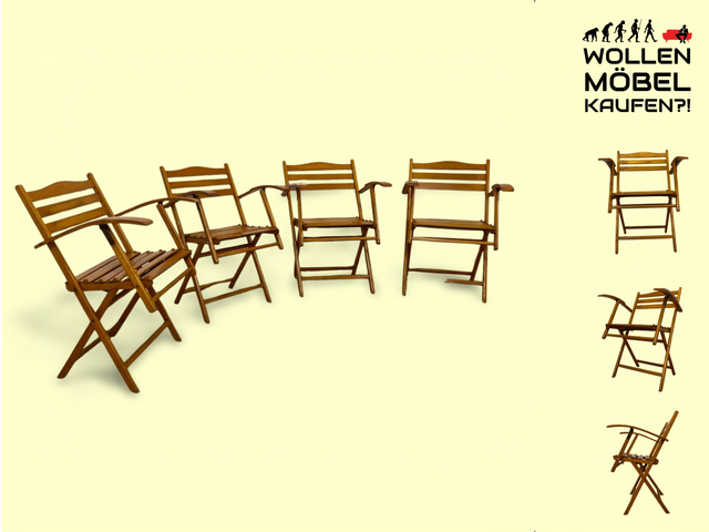 WMK 1/4 Besonders schöner, bequemer und sehr gut erhaltener Mid-Century Klappstuhl aus Holz # Stuhl Armlehnenstuhl Sessel Holzstuhl Folding Chair Gartenstuhl Gartenmöbel Campingstuhl Bauhaus Vintage