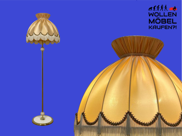 WMK Wunderschöne & sehr gut erhaltene 70er Jahre Stehlampe mit tollem Lampenschirm und Messing Lampenfuß mit edlen Marmorelementen # Lampe Stehleuchte Leselampe Leuchte Retro Mid-Century 60er Vintage
