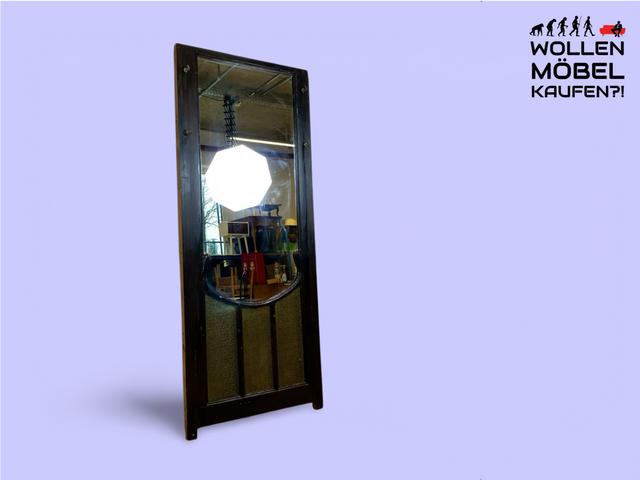 WMK Sehr gelungenes Upcycling einer antiken Tür aus vollem Holz zur schöner Flurgarderobe mit großem Spiegel & Kleiderhaken aus Messing # Garderobe Wandgarderobe Kleiderhaken Ganzkörperspiegel Vintage