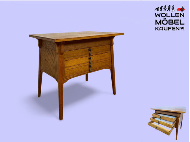 WMK Formschöne und gut erhaltene kleine antike Kommode aus vollem Holz mit Schubladen und schönen Messinggriffe # Schubladenkommode Wäschekommode Schrank Wickelkommode Flurkommode Jugendstil Vintage