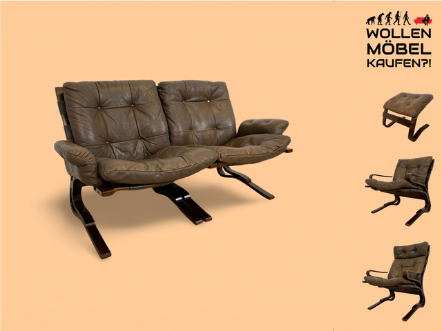 WMK Stilvolles norwegisches 70er Jahre Designersofa Skyline Bentwood von Einar Hove für Hove Møbler mit Echtleder Bezug # Sofa Couch Ledersofa Ledercouch Modularsofa Sitzgarnitur Skandinavisch Vintage