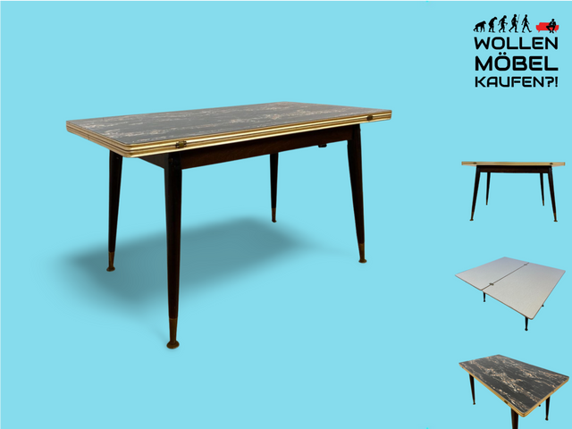 WMK Sophisticated & well-preserved mid-century multifunctional table with fold-out table top & height adjustable # Table Dining Table Kitchen Table Coffee Table Salon Table Vintage 50s 60s Rockabilly