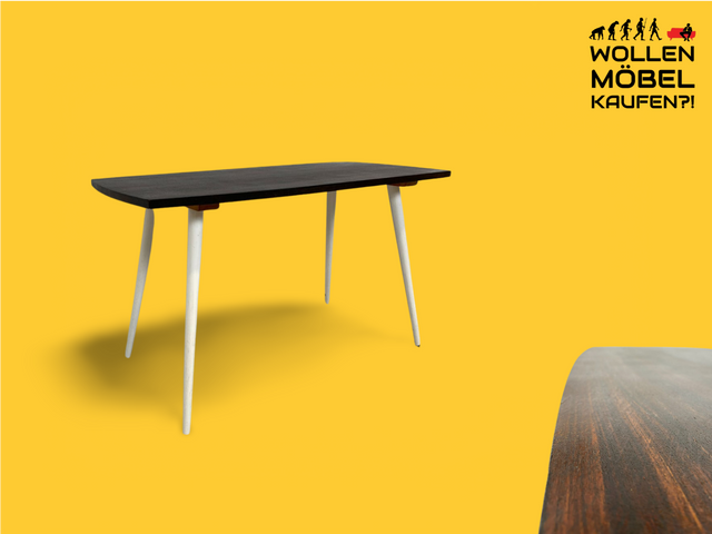 WMK Sehr hübscher und gut erhaltener Mid-Century Couchtisch aus dem Jahr 1968, mit schöner Tischplatte und konischen Füßen # Wohnzimmertisch Tisch Retro Vintage 60er 70er - Lieferung möglich