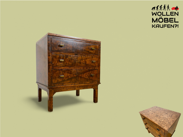 WMK Wunderschöne dänische antike Schubladenkommode aus vollem Holz mit Marmorplatte und hübschen Originalgriffen # Marmorkommode Kommode Anrichte Wäschekommode Schrank Flurkommode Biedermeier Vintage