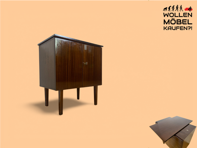 WMK Stilschlichte und sehr gut erhaltene 70er Jahre Fernsehkommode mit praktischer drehbarer Fernsehablage # Schrank Anrichte Sideboard Fernsehschrank Wäschekommode TV-Lowboard Retro Vintage Hochglanz
