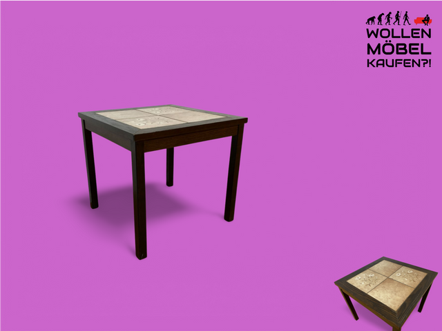 WMK Schöner skandinavischer Couchtisch aus Palisander mit kunstvoll gestalteten Fliesen # Tisch Wohnzimmertisch Beistelltisch Fliesentisch Coffee Table Vintage 60er Mid-Century Danish Design Rosewood