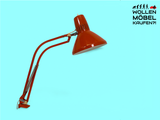WMK Iconic & very well preserved adjustable Scandinavian Space Age table lamp made of metal in red # articulated lamp articulated lamp Ledu lamp reading lamp architect work lamp 60s 70s retro