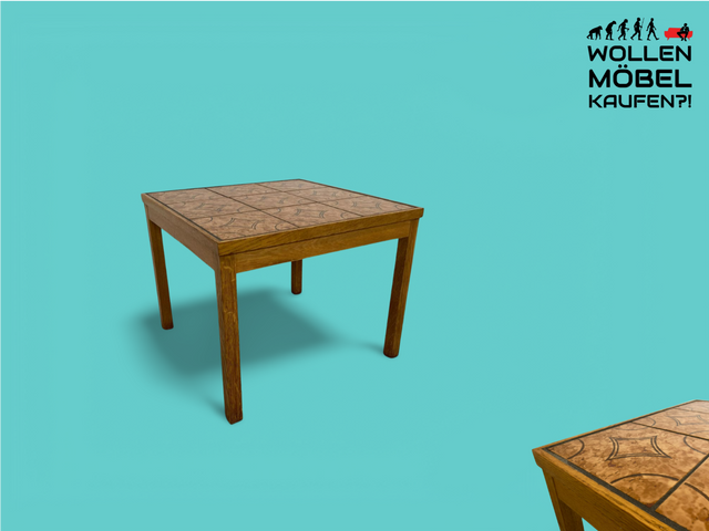 WMK Sehr hübscher und gut erhaltener skandinavischer Couchtisch aus Dänemark und mit kunstvollen Fliesen - Bestelltisch Wohnzimmertisch Retro Couchtisch - Lieferung möglich