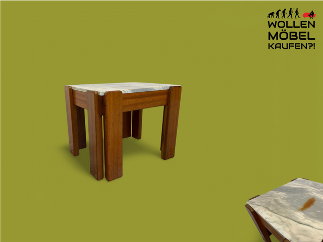WMK Ein Blickfang! Außergewöhnlicher 70er Jahre Couchtisch mit schöner Marmorplatte , bauähnlich mit Tischen von Afra & Tobia Scarpa # Wohnzimmertisch Beistelltisch Coffee Table Designertisch Vintage