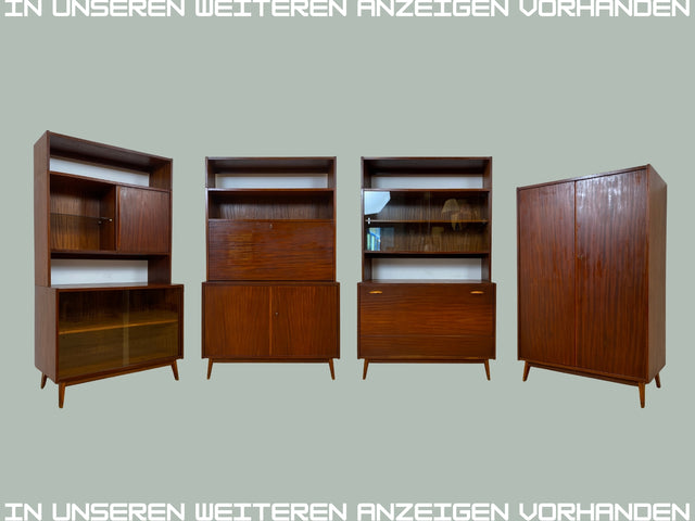 WMK I Schöne Mid-Century Vitrine mit Wäscheschrank, Vollholz