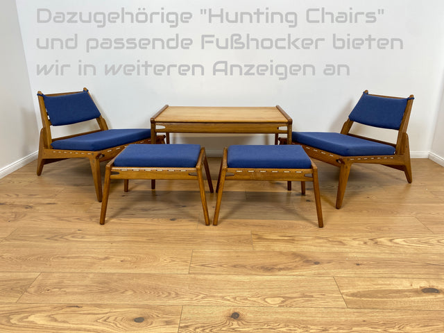 WMK # Rarer Designer Couchtisch aus dem "Hunting Chair Set" von PGH Erzgebirgisches Kunsthandwerk Annaberg Buchholz in gutem Originalzustand
