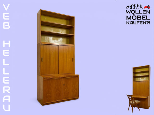 WMK # Stilvoller & geräumiger 60er Jahre Designer Schreibschrank von Bruno Knoblauch für VEB Hellerau # Sekretär Schreibtisch Bücherregal Regal Highboard Regalwand Kommode Desk Mid-Century Vintage DDR