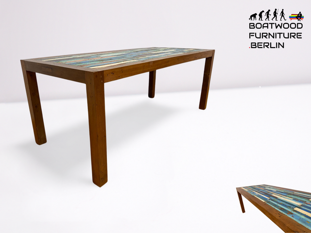 Boatwood by WMK I Besonders schöner 200x90cm großer Esstisch aus altem Bootsholz I ein handmade Unikat aus massivem Teakholz I Tisch Küchentisch Gartentisch Holztisch Dining Table Berlin Kiel Dresden