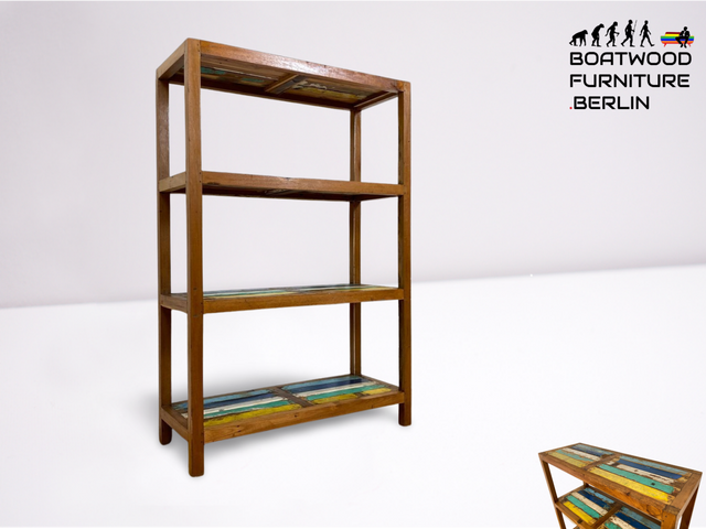 Boatwood by WMK # Schönes und sehr robustes Regal aus altem Bootsholz, ein handgefertigtes Unikat aus massivem Teakholz # Holzregal Küchenregal Bootsmöbel Bücherregal Upcycling Teak Industrial