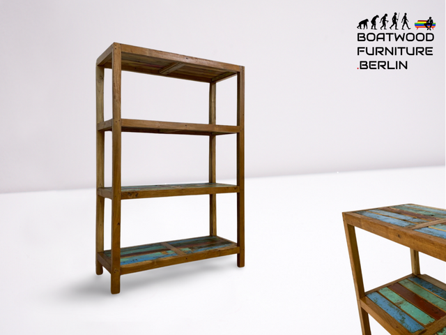 Boatwood by WMK # Schönes & sehr robustes Regal aus altem Bootsholz, ein handgefertigtes Unikat aus massivem Teakholz # Holzregal Küchenregal Bücherregal Bootsmöbel Upcycling Teak Industrial Treibholz