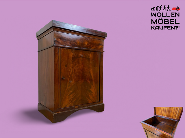 WMK I Wunderschöne kleine antike Kommode aus vollem Holz in Mahagoni mit Schublade und Klappe I Schrank Flurkommode Wäschekommode Konsole Phonoschrank Biedermeier Vintage Berlin Stuttgart Düsseldorf