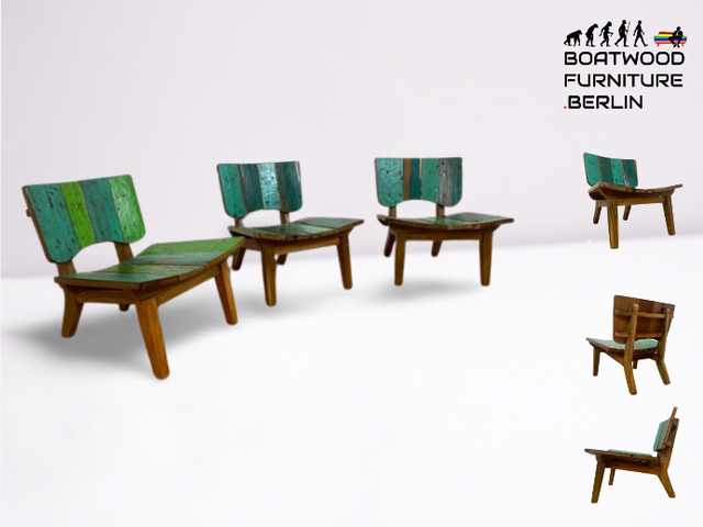 Boatwood by WMK I 1/5 Einzigartiger Lounge Sessel aus altem Bootsholz, ein handgefertigtes Unikat aus massivem Teakholz , auch Outdoor I Stuhl Relax Holz Garten Balkon Boots Möbel Treibholz Meer Teak