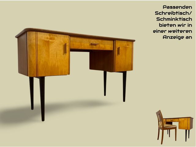 WMK # Formschöner und gut erhaltener Mid-Century Wäscheschrank Modell Dominia von VEB Heidenau mit Schubladen # Schrank Highboard Kommode Wäschekommode Schuhschrank 50er 60er Rockabilly Vintage DDR