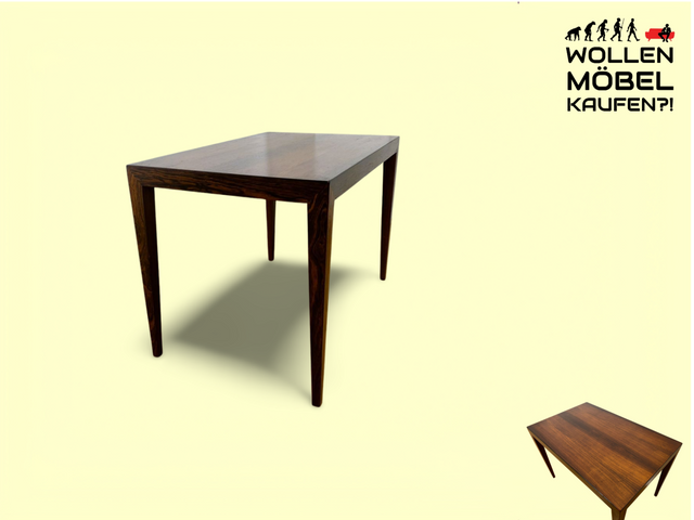 WMK # Stilvoller und sehr gut erhaltener kleiner skandinavischer 60er Jahre Couchtisch aus edlem Palisander # Wohnzimmertisch Beistelltisch Coffee Table Rosewood Danish Design Vintage Mid-Century 70er