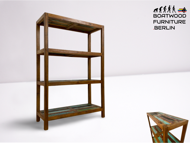 Boatwood by WMK # Schönes & sehr robustes Regal aus altem Bootsholz, ein handgefertigtes Unikat aus massivem Teakholz # Holzregal Bücherregal Küchenregal Bootsmöbel Upcycling Teak Industrial Treibholz