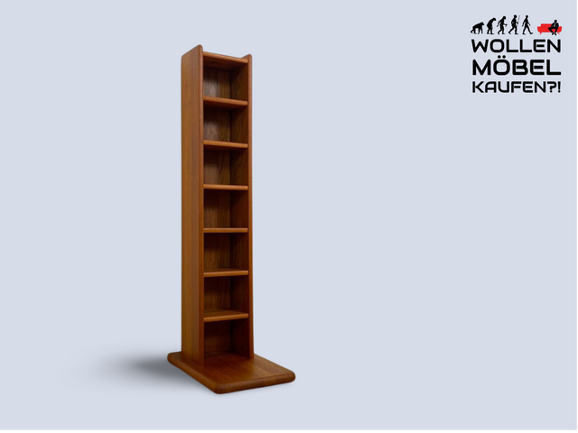 WMK I Hochwertiges schmales skandinavisches Standregal aus Teakholz I kleines Regal Bücherregal Holzregal Aufbewahrung Organizer CD Beistelltisch Danish Design Vintage Teak Berlin Dortmund Regensburg