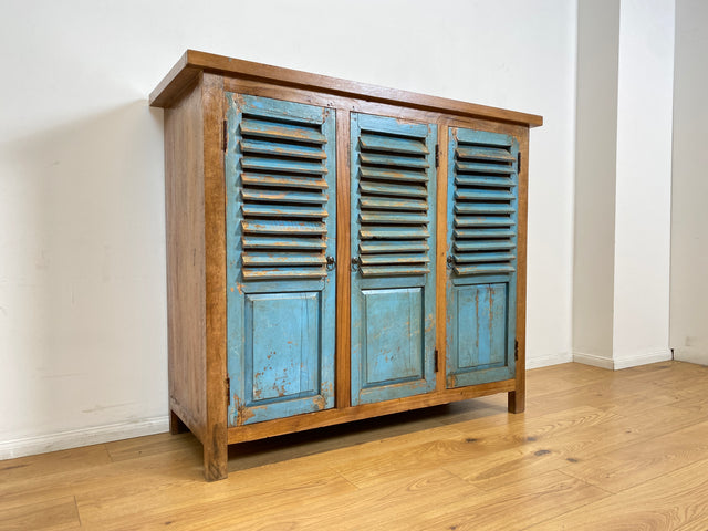 Boatwood by WMK # Einzigartiger Schrank aus altem Bootsholz, ein handgefertigtes Unikat aus massivem Teakholz # Sideboard Anrichte Wäscheschrank Küchenschrank Kommode Schuhschrank Flurschrank Lamellen