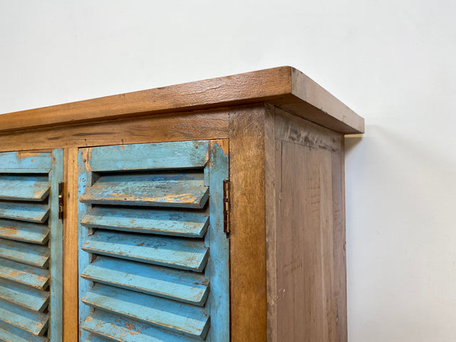 Boatwood by WMK # Einzigartiger Schrank aus altem Bootsholz, ein handgefertigtes Unikat aus massivem Teakholz # Sideboard Anrichte Wäscheschrank Küchenschrank Kommode Schuhschrank Flurschrank Lamellen