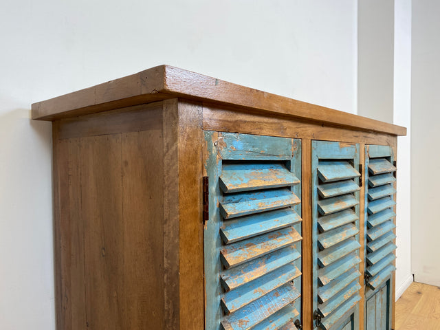 Boatwood by WMK # Einzigartiger Schrank aus altem Bootsholz, ein handgefertigtes Unikat aus massivem Teakholz # Sideboard Anrichte Wäscheschrank Küchenschrank Kommode Schuhschrank Flurschrank Lamellen
