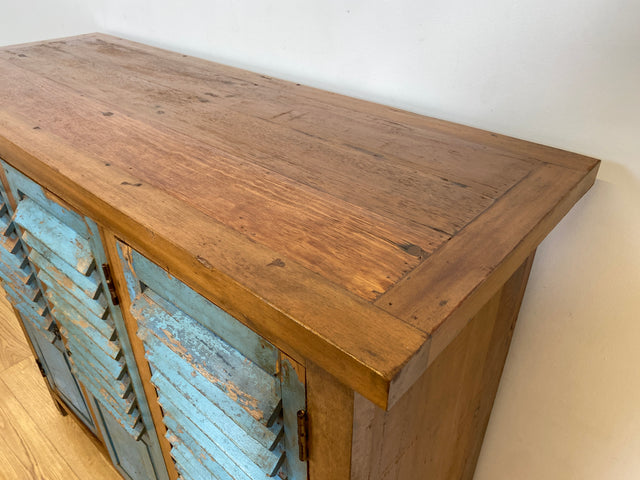 Boatwood by WMK # Einzigartiger Schrank aus altem Bootsholz, ein handgefertigtes Unikat aus massivem Teakholz # Sideboard Anrichte Wäscheschrank Küchenschrank Kommode Schuhschrank Flurschrank Lamellen