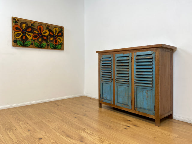Boatwood by WMK # Einzigartiger Schrank aus altem Bootsholz, ein handgefertigtes Unikat aus massivem Teakholz # Sideboard Anrichte Wäscheschrank Küchenschrank Kommode Schuhschrank Flurschrank Lamellen