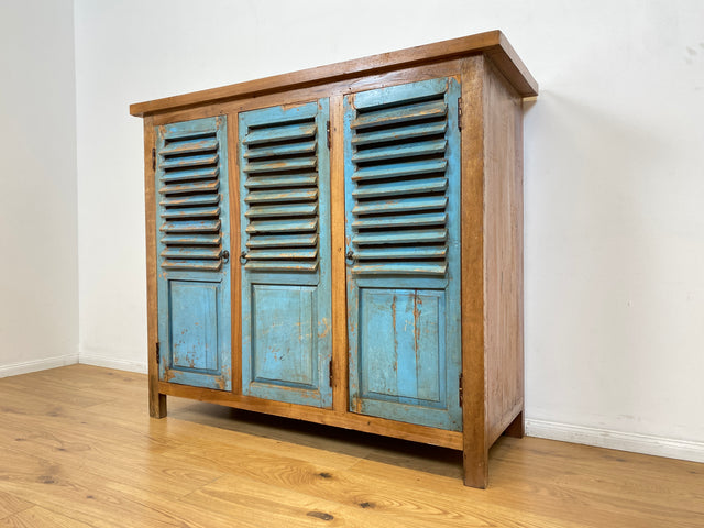 Boatwood by WMK # Einzigartiger Schrank aus altem Bootsholz, ein handgefertigtes Unikat aus massivem Teakholz # Sideboard Anrichte Wäscheschrank Küchenschrank Kommode Schuhschrank Flurschrank Lamellen
