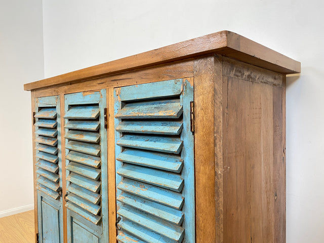 Boatwood by WMK # Einzigartiger Schrank aus altem Bootsholz, ein handgefertigtes Unikat aus massivem Teakholz # Sideboard Anrichte Wäscheschrank Küchenschrank Kommode Schuhschrank Flurschrank Lamellen