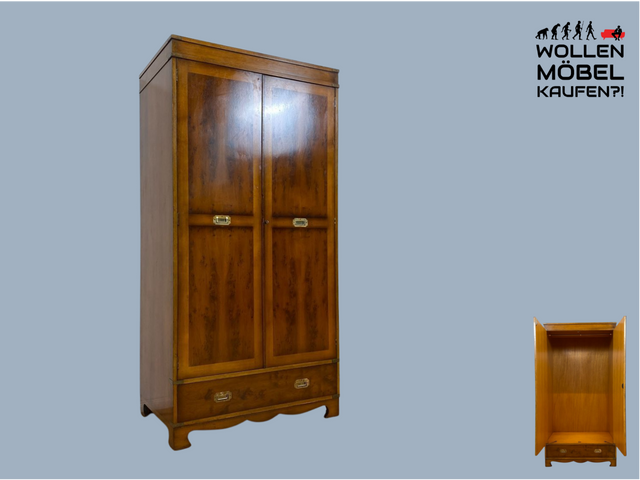 WMK # Eleganter und geräumiger Stilmöbel Kleiderschrank im englischem Stil ähnlich Harrods mit Schubladen und Messingbeschlägen # Schrank Schlafzimmerschrank Wardrobe Colonial Kennedy Military Vintage