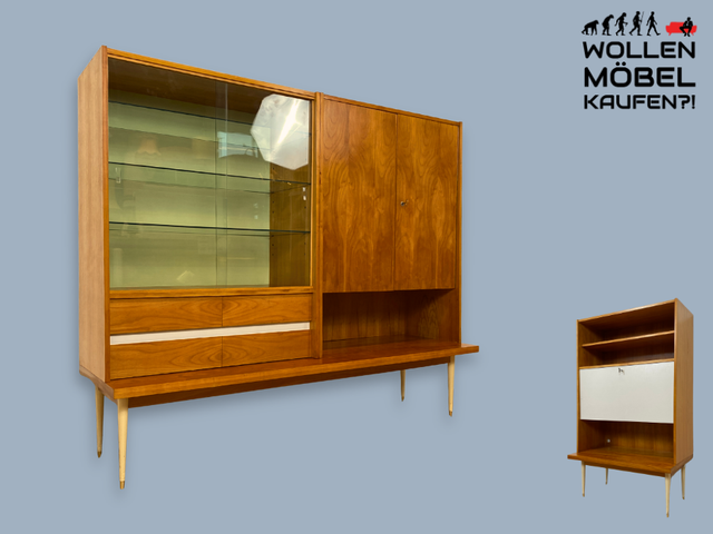WMK I Stilvoller Mid-Century Wohnzimmerschrank mit Schubladen