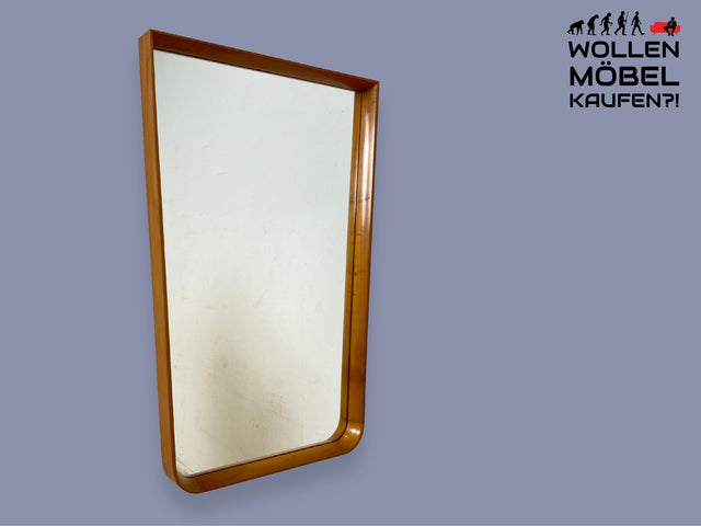 WMK I Minimalistischer großer 60er Jahre Spiegel mit formschönem Holzrahmen aus Kirschholz I Wandspiegel Flurspiegel Wooden Mirror Garderobe Badspiegel Mid-Century Vintage 50er I Berlin Köln Hamburg