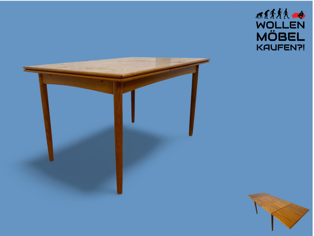 WMK # Stylish and very stable extendable Scandinavian mid-century dining table in teak # Table wooden table dining room table kitchen table extendable table dining table Danish design vintage teak 60s