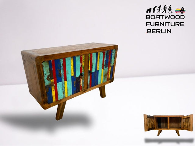 Boatwood by WMK I Detailreiche Kommode aus altem Bootsholz I handgefertigtes Unikat aus massivem Teakholz I Sideboard TV Lowboard TV-Bank Flurkommode Schuhschrank Bootsmöbel Berlin Rostock Stettin