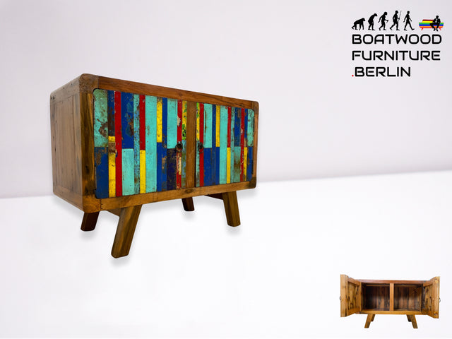 Boatwood by WMK I Detailreiche Kommode aus altem Bootsholz I handgefertigtes Unikat aus massivem Teakholz I Sideboard TV Lowboard TV-Bank Flurkommode Schuhschrank Bootsmöbel Berlin Rostock Stettin