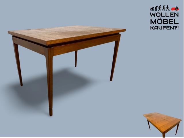 WMK I Stilvoller jedoch abgenutzter erweiterbarer skandinavischer Mid-Century Esstisch in Teakholz und Palisander # Tisch Esszimmertisch Holztisch Küchentisch Dining Table Danish Design Vintage Teak