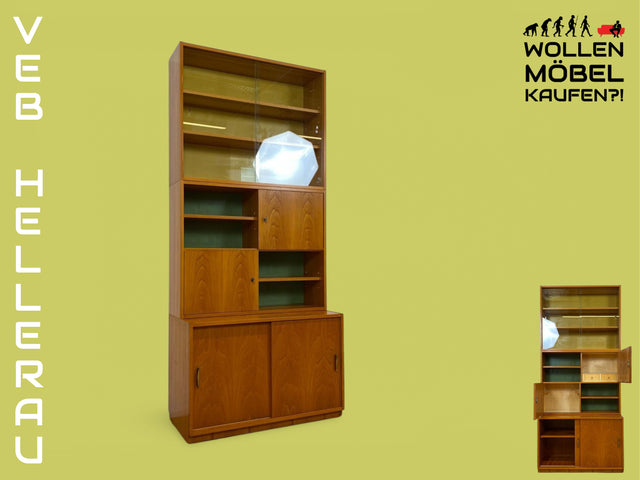 WMK # Stilvoller & gut erhaltener modularer 60er Jahre Designer Bücherschrank v. Bruno Knoblauch für VEB Hellerau # Bücherregal Büchervitrine Highboard Vitrine Regal Barschrank Mid-Century DDR Vintage